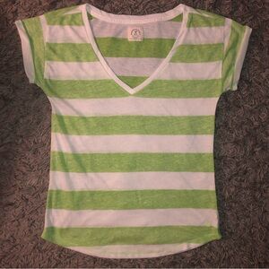 American Eagle Outfitters Green & White Loose Fitting Stripe Shirt, Size M
